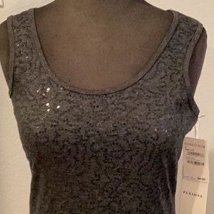 Holiday! Pelion dark grey sequined tank. Size small. New with tags